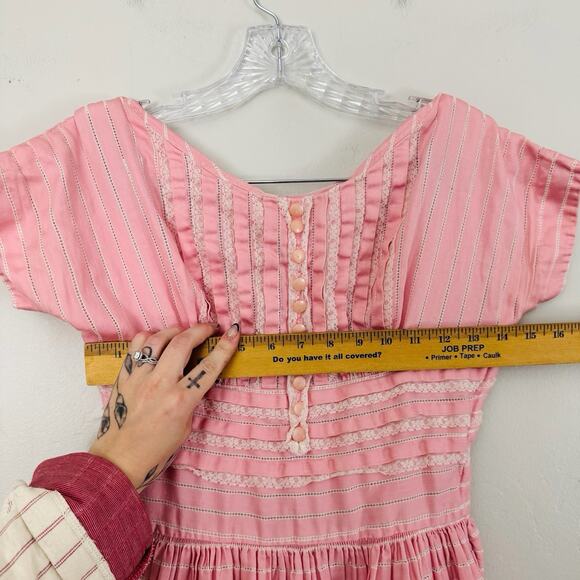 Vicky Vaughn Junior Vintage Pink Short Sleeve Fit And Flare Dress Girls Size 4-5 - Picture 2 of 8